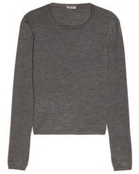 Женский темно-серый свитер с круглым вырезом от Miu Miu