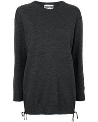 Женский темно-серый свитер с круглым вырезом от Moschino