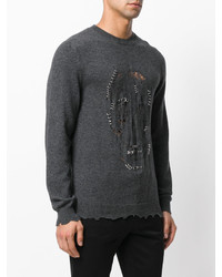 Мужской темно-серый свитер с круглым вырезом от Alexander McQueen