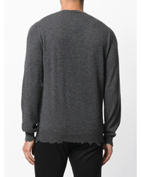 Мужской темно-серый свитер с круглым вырезом от Alexander McQueen