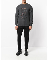 Мужской темно-серый свитер с круглым вырезом от Alexander McQueen