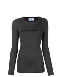Женский темно-серый свитер с круглым вырезом от Prada