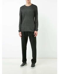 Мужской темно-серый свитер с круглым вырезом от John Varvatos