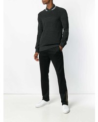 Мужской темно-серый свитер с круглым вырезом от BOSS HUGO BOSS