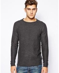 Мужской темно-серый свитер с круглым вырезом от Selected