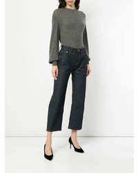 Женский темно-серый свитер с круглым вырезом от Khaite