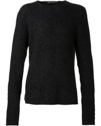 Мужской темно-серый свитер с круглым вырезом