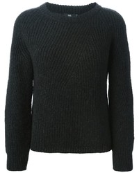 Женский темно-серый свитер с круглым вырезом