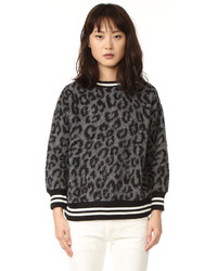 Женский темно-серый свитер с леопардовым принтом от R 13