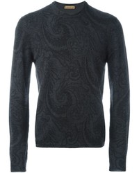 Темно-серый свитер с "огурцами"