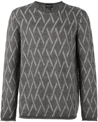 Мужской темно-серый свитер с принтом от Giorgio Armani