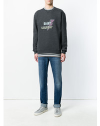 Мужской темно-серый свитшот с принтом от Saint Laurent