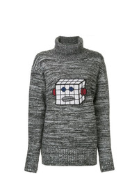 Темно-серый свободный свитер с принтом от Alexa Chung