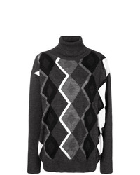 Темно-серый свободный свитер с ромбами от Junya Watanabe