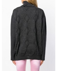 Темно-серый свободный свитер с ромбами от Junya Watanabe