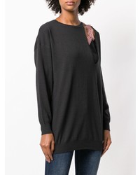 Темно-серый свободный свитер от Pinko