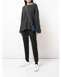 Темно-серый свободный свитер от Le Kasha