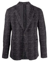 Мужской темно-серый твидовый пиджак в клетку от Emporio Armani