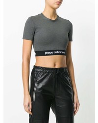 Темно-серый укороченный топ от Paco Rabanne