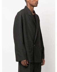 Мужской темно-серый хлопковый двубортный пиджак от Lemaire