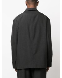 Мужской темно-серый хлопковый двубортный пиджак от Lemaire