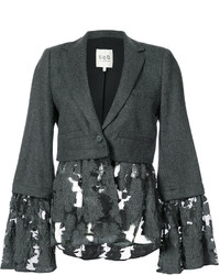 Женский темно-серый хлопковый пиджак с вышивкой от Sea