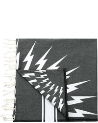 Темно-серый хлопковый шарф с принтом