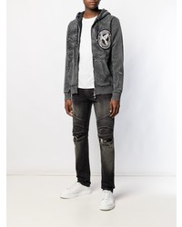 Мужской темно-серый худи с принтом от Balmain