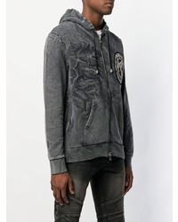 Мужской темно-серый худи с принтом от Balmain