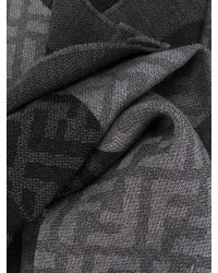 Мужской темно-серый шарф в горизонтальную полоску от Fendi