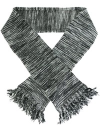 Мужской темно-серый шарф в горизонтальную полоску от YMC