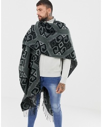 Мужской темно-серый шарф с принтом от ASOS DESIGN