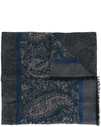 Женский темно-серый шарф с принтом от Etro