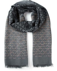 Мужской темно-серый шарф с принтом от Gucci