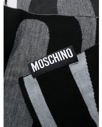 Мужской темно-серый шарф с принтом от Moschino