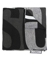 Мужской темно-серый шарф с принтом от Moschino