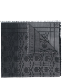 Мужской темно-серый шарф с принтом от Philipp Plein