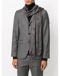 Мужской темно-серый шарф с принтом от Etro