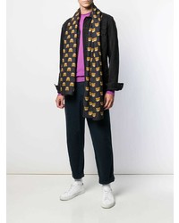Мужской темно-серый шарф с принтом от Moschino