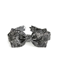 Темно-серый шелковый галстук-бабочка с принтом