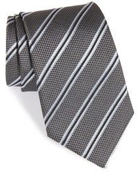 Темно-серый шелковый галстук в горизонтальную полоску