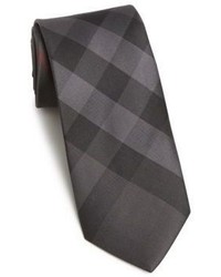 Темно-серый шелковый галстук в клетку