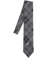Темно-серый шелковый галстук в шотландскую клетку