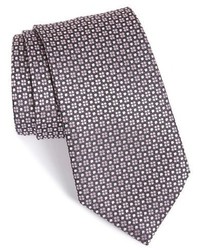 Темно-серый шелковый галстук с геометрическим рисунком