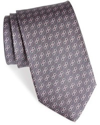 Темно-серый шелковый галстук с принтом