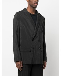 Мужской темно-серый шелковый двубортный пиджак от Lemaire