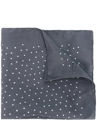Темно-серый шелковый нагрудный платок в горошек от Lanvin