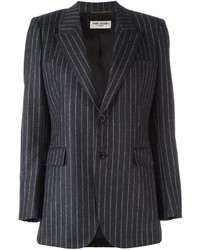 Темно-серый шелковый пиджак в вертикальную полоску
