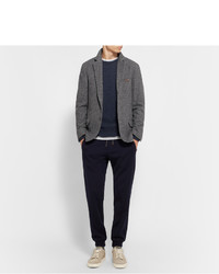 Мужской темно-серый шелковый пиджак с узором "в ёлочку"