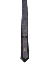 Мужской темно-серый шелковый плетеный галстук от Versace